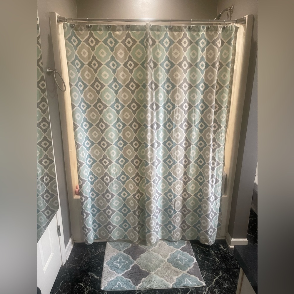 One Home Shower curtain and rug set! Bathroom decor!